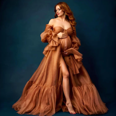 Brown Maternity Dresses For Pregnancy Photo Shoot Long Sleeve Women's Baby Shower Dresses For Pregnancy Customized, Drestiny, Maternity Photo Shoot Dresses, Dresses, Maxi Dresses, Long Sleeves, Long Maternity Dresses for Photoshoot, Flowy Maternity Dresses for Pictures, Boho Maternity Photo Shoot Dresses, Custom-Made, Brown, M, L, XL, XXL, 2XL, XXXL, 3XL, Cheap Maternity Dresses for Photoshoot, United States, USA, Canada, Australia, New Zealand, United Kingdom, UK, shopdrestiny.com